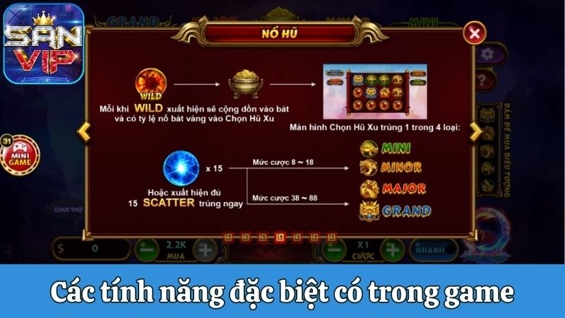 Các tính năng thưởng đặc biệt trong game
