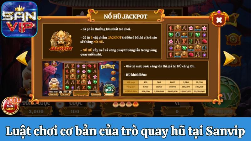 Luật chơi cơ bản của trò quay hũ tại Sanvip