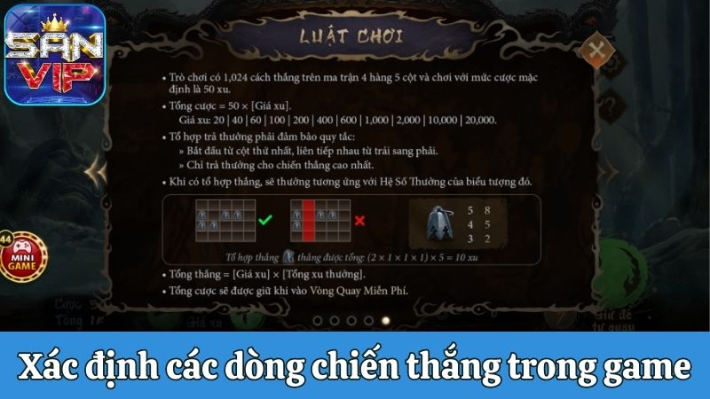 Xác định các dòng chiến thắng trong game